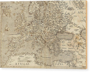 Old Map Of Europe 1570 - Wood Print