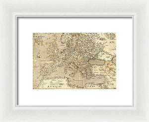 Old Map Of Europe 1570 - Framed Print