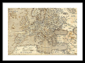 Old Map Of Europe 1570 - Framed Print