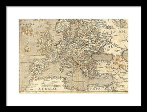 Old Map Of Europe 1570 - Framed Print