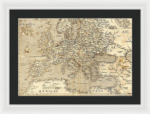 Old Map Of Europe 1570 - Framed Print