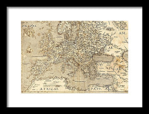 Old Map Of Europe 1570 - Framed Print