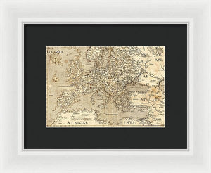 Old Map Of Europe 1570 - Framed Print