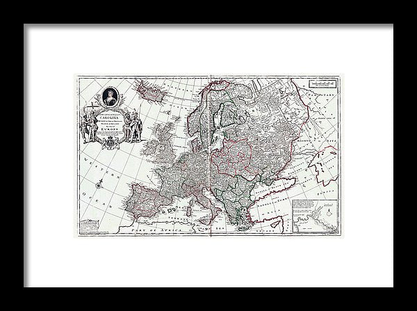 Old Map Of Europe 1708 - Framed Print