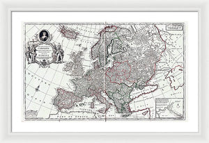 Old Map Of Europe 1708 - Framed Print