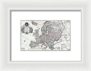 Old Map Of Europe 1708 - Framed Print