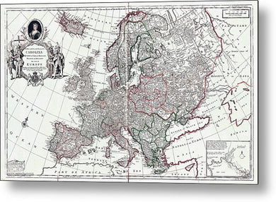 Old Map Of Europe 1708 - Metal Print