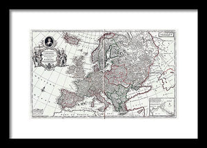 Old Map Of Europe 1708 - Framed Print