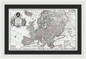 Old Map Of Europe 1708 - Framed Print