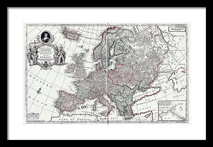 Old Map Of Europe 1708 - Framed Print