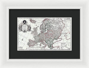 Old Map Of Europe 1708 - Framed Print