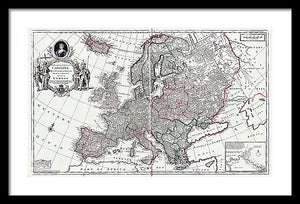 Old Map Of Europe 1708 - Framed Print