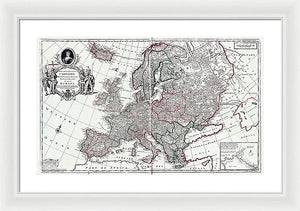 Old Map Of Europe 1708 - Framed Print