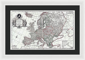 Old Map Of Europe 1708 - Framed Print