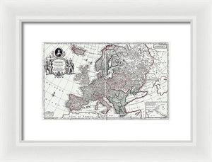 Old Map Of Europe 1708 - Framed Print