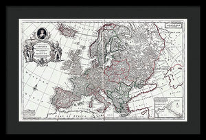 Old Map Of Europe 1708 - Framed Print