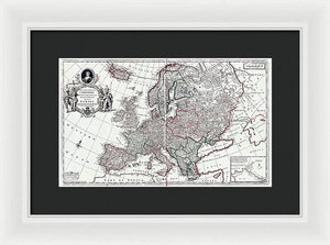 Old Map Of Europe 1708 - Framed Print