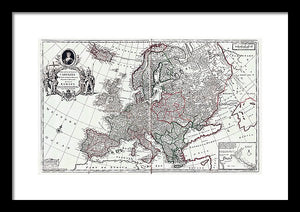 Old Map Of Europe 1708 - Framed Print