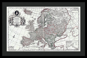 Old Map Of Europe 1708 - Framed Print