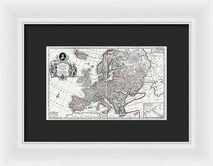 Old Map Of Europe 1708 - Framed Print