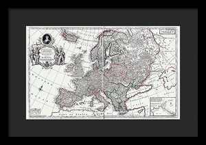 Old Map Of Europe 1708 - Framed Print