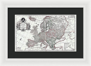 Old Map Of Europe 1708 - Framed Print