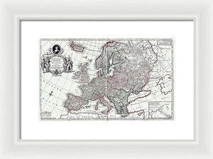 Old Map Of Europe 1708 - Framed Print