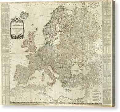 Old Map Of Europe 1787 - Canvas Print