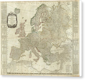 Old Map Of Europe 1787 - Canvas Print