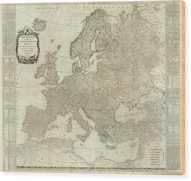 Old Map Of Europe 1787 - Wood Print