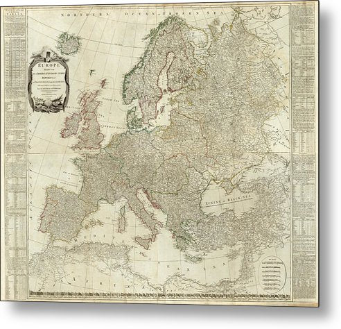 Old Map Of Europe 1787 - Metal Print