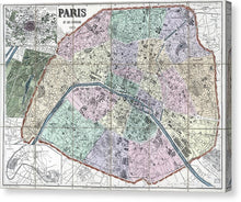 Load image into Gallery viewer, Old Map Of Paris 1878 - Canvas Print