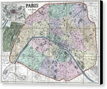 Load image into Gallery viewer, Old Map Of Paris 1878 - Canvas Print