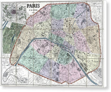 Load image into Gallery viewer, Old Map Of Paris 1878 - Canvas Print