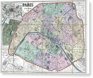 Old Map Of Paris 1878 - Canvas Print