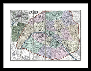 Old Map Of Paris 1878 - Framed Print