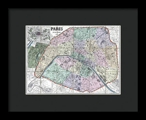 Old Map Of Paris 1878 - Framed Print