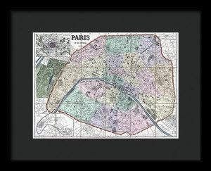 Old Map Of Paris 1878 - Framed Print