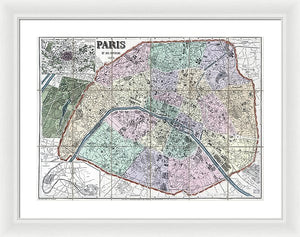 Old Map Of Paris 1878 - Framed Print