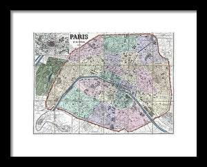 Old Map Of Paris 1878 - Framed Print