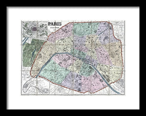 Old Map Of Paris 1878 - Framed Print