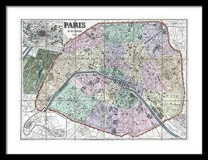 Old Map Of Paris 1878 - Framed Print