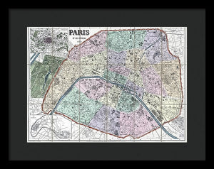 Old Map Of Paris 1878 - Framed Print