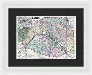 Old Map Of Paris 1878 - Framed Print