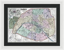 Load image into Gallery viewer, Old Map Of Paris 1878 - Framed Print