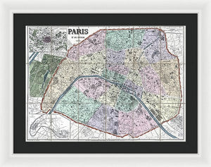 Old Map Of Paris 1878 - Framed Print