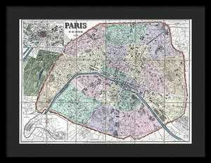 Old Map Of Paris 1878 - Framed Print