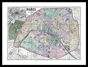 Old Map Of Paris 1878 - Framed Print