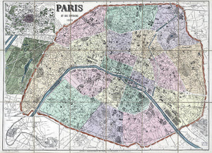 Old Map Of Paris 1878 - Art Print