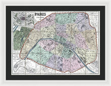 Load image into Gallery viewer, Old Map Of Paris 1878 - Framed Print